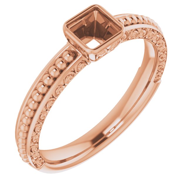 Beaded Bezel-Set Solitaire Ring