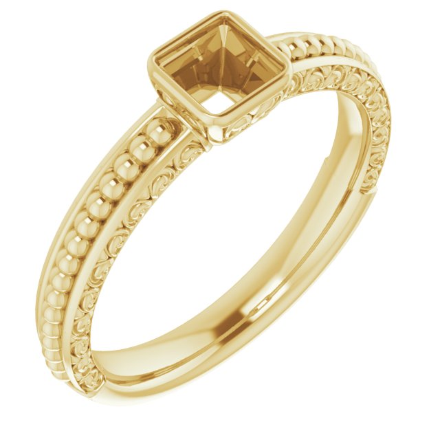 Beaded Bezel-Set Solitaire Ring
