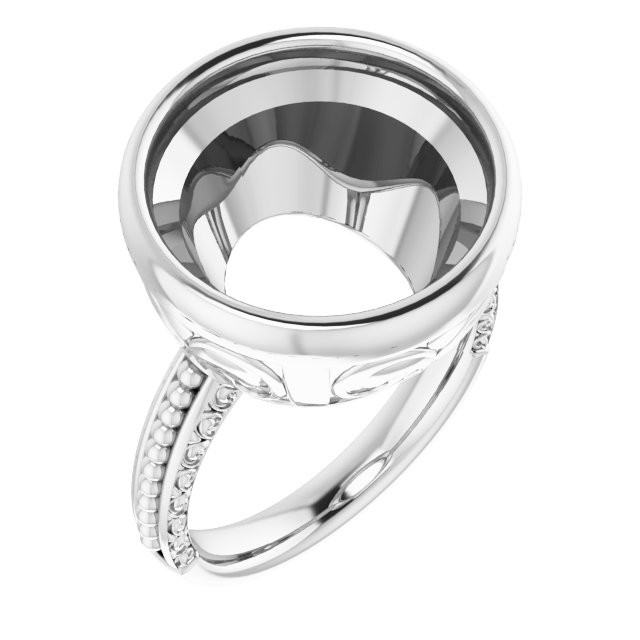 Beaded Bezel-Set Solitaire Ring