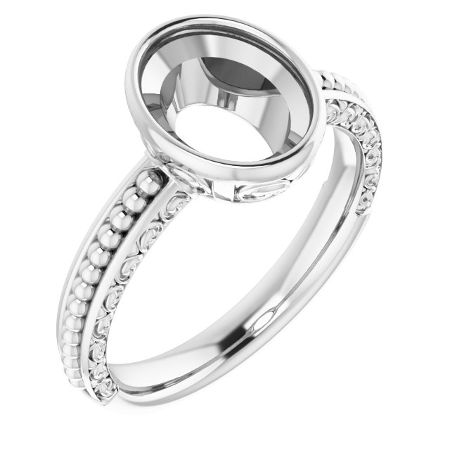 Beaded Bezel-Set Solitaire Ring