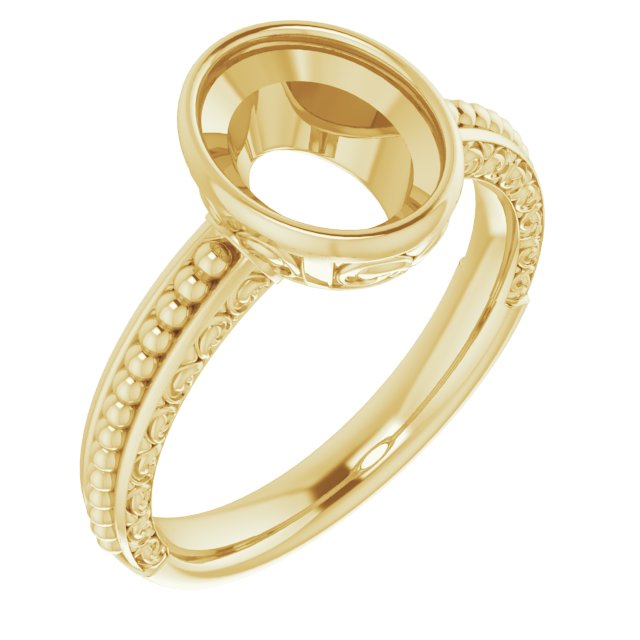 Beaded Bezel-Set Solitaire Ring
