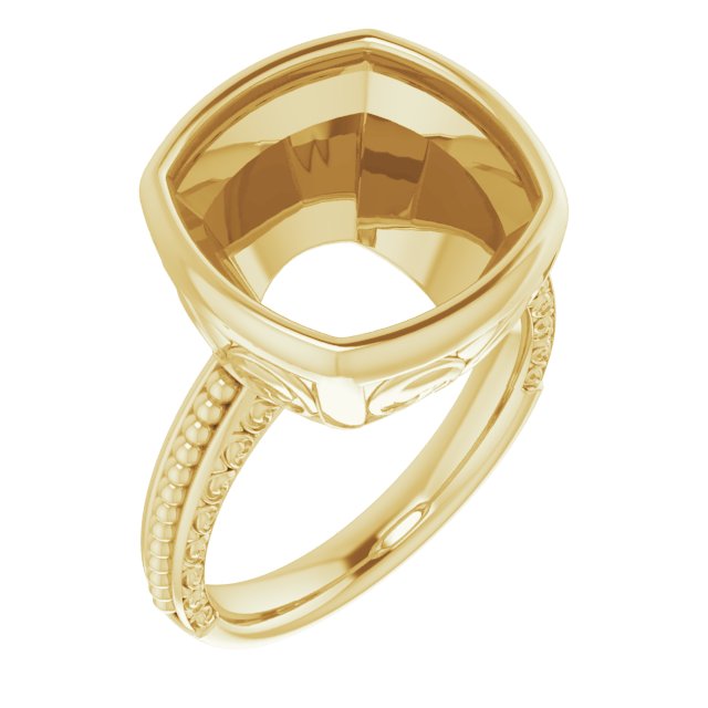 Beaded Bezel-Set Solitaire Ring