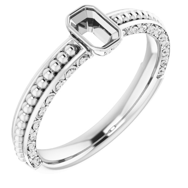 Beaded Bezel-Set Solitaire Ring