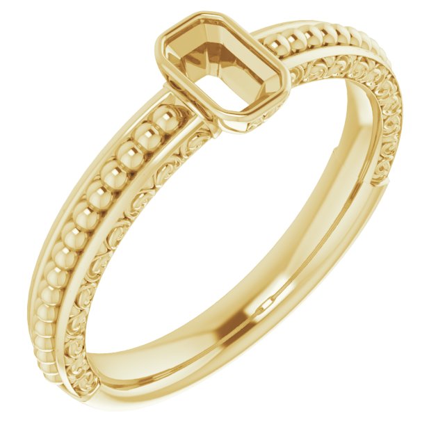 Beaded Bezel-Set Solitaire Ring