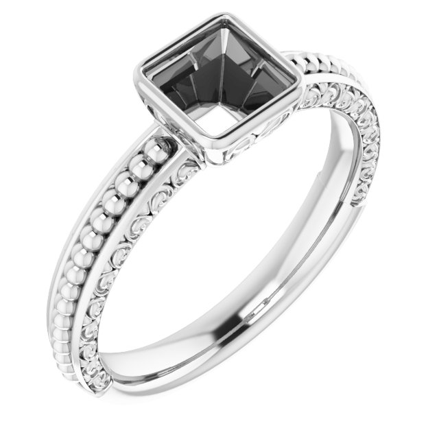 Beaded Bezel-Set Solitaire Ring