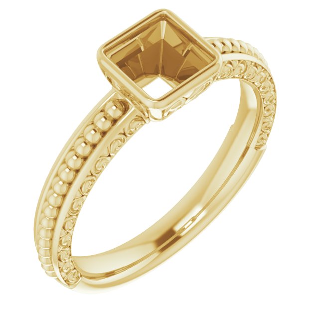 Beaded Bezel-Set Solitaire Ring