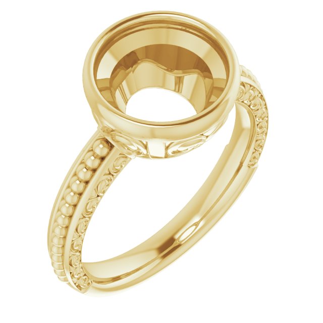 Beaded Bezel-Set Solitaire Ring