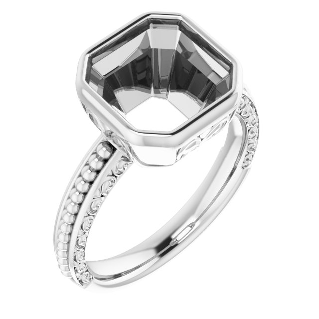 Beaded Bezel-Set Solitaire Ring