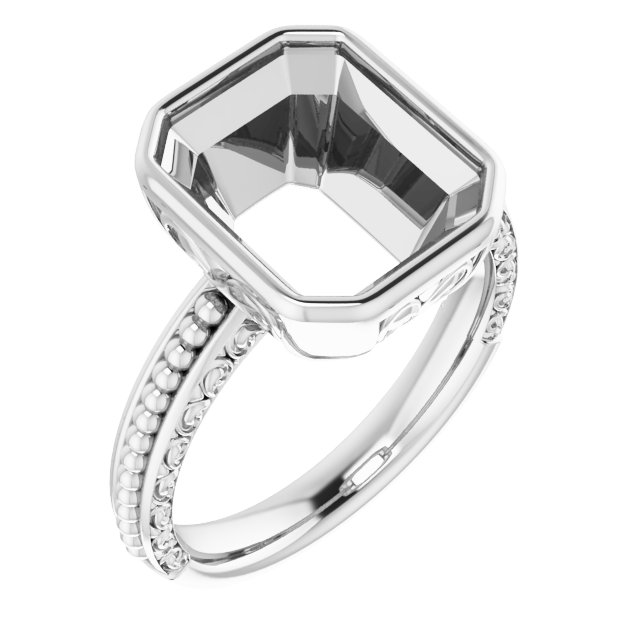 Beaded Bezel-Set Solitaire Ring