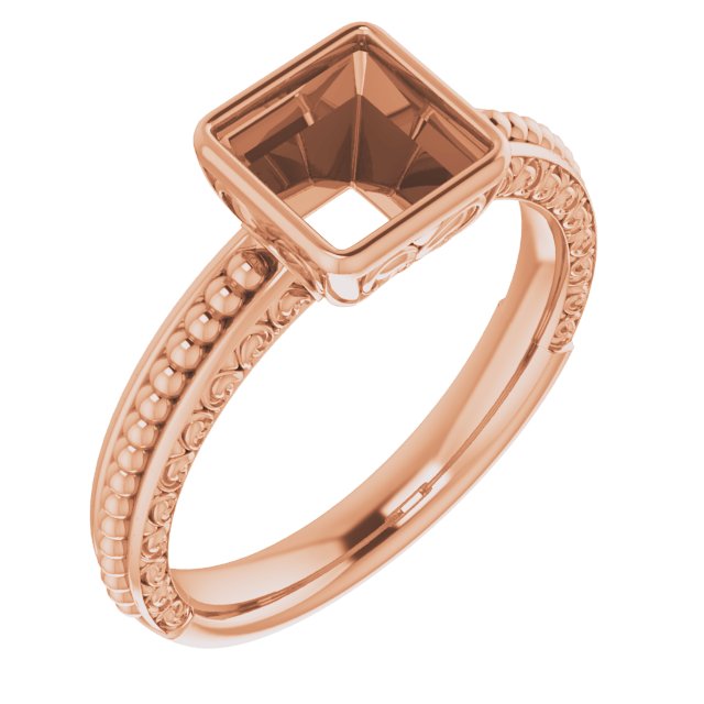 Beaded Bezel-Set Solitaire Ring