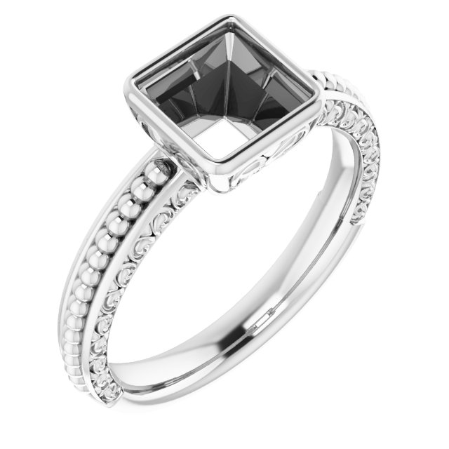 Beaded Bezel-Set Solitaire Ring