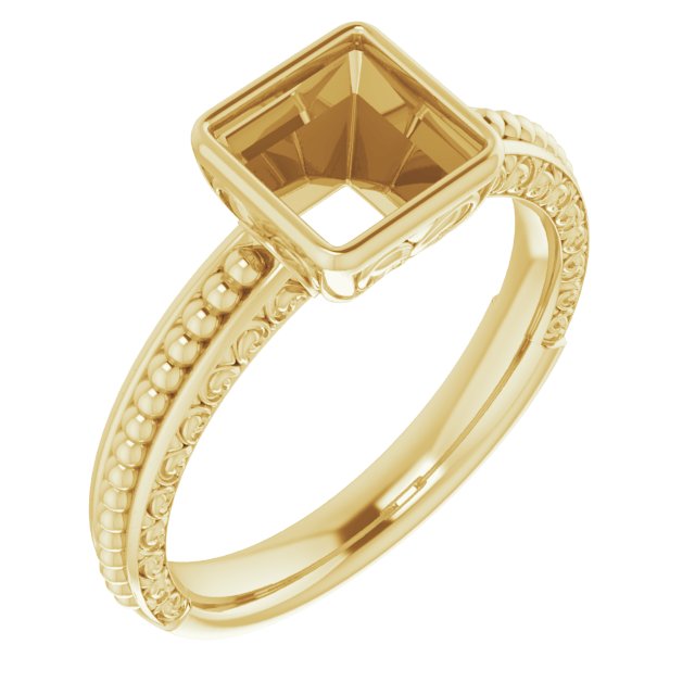 Beaded Bezel-Set Solitaire Ring