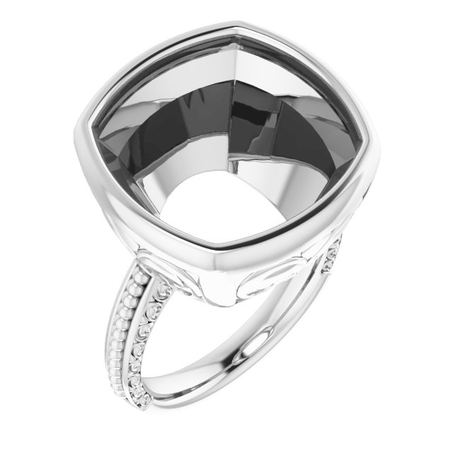 Beaded Bezel-Set Solitaire Ring