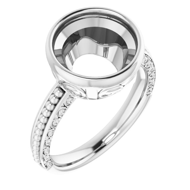 Beaded Bezel-Set Solitaire Ring