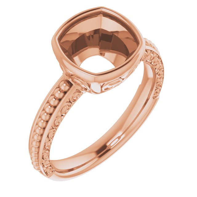 Beaded Bezel-Set Solitaire Ring