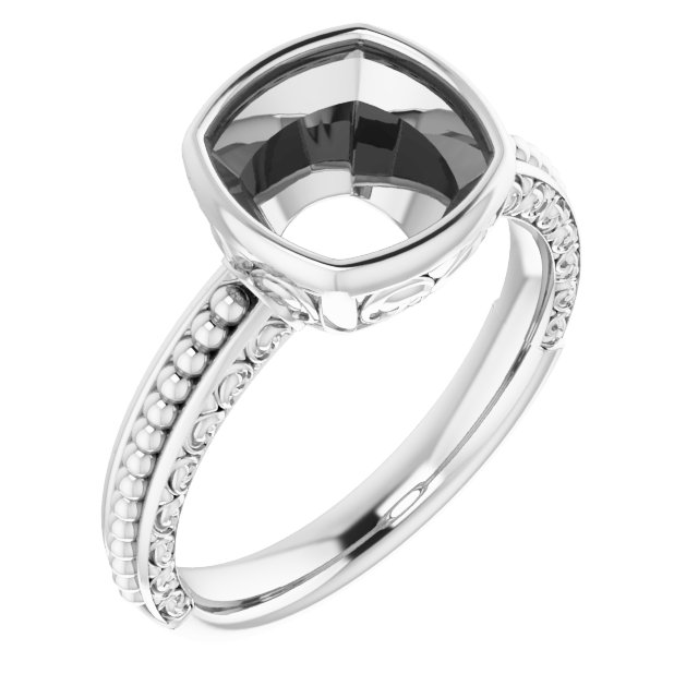 Beaded Bezel-Set Solitaire Ring