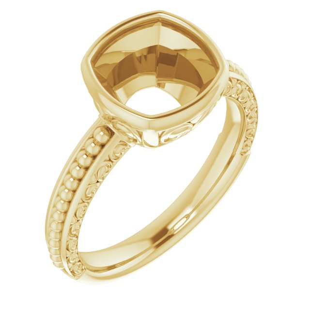 Beaded Bezel-Set Solitaire Ring