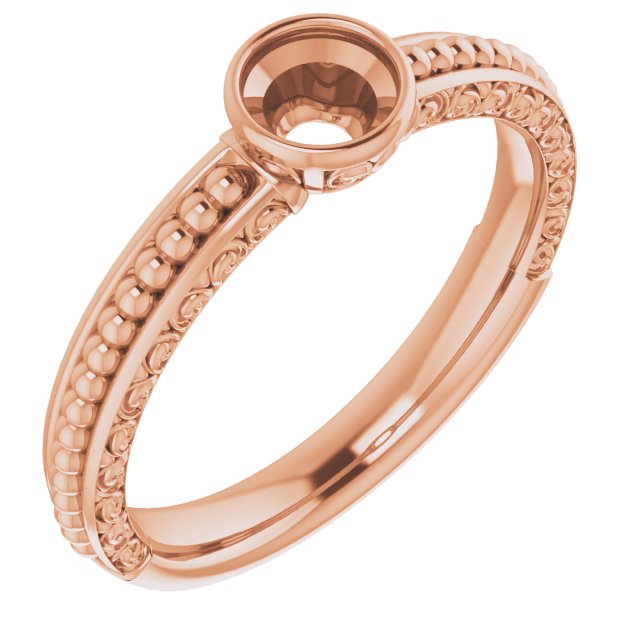 Beaded Bezel-Set Solitaire Ring