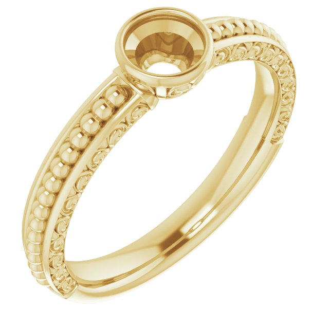 Beaded Bezel-Set Solitaire Ring