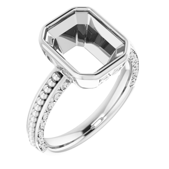 Beaded Bezel-Set Solitaire Ring