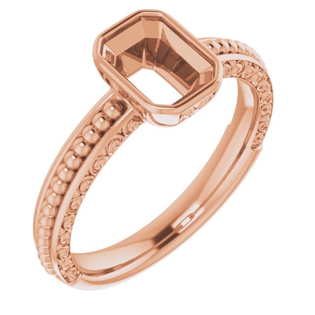 Beaded Bezel-Set Solitaire Ring