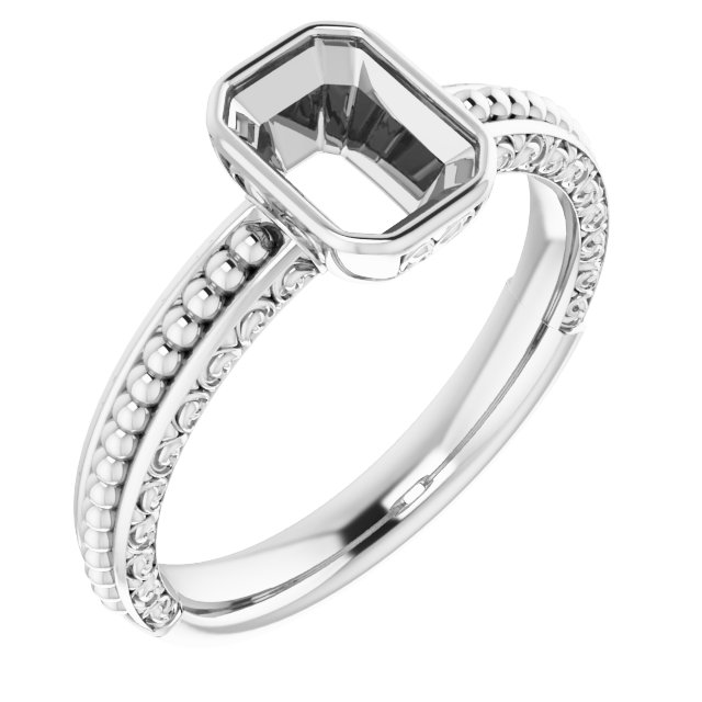 Beaded Bezel-Set Solitaire Ring