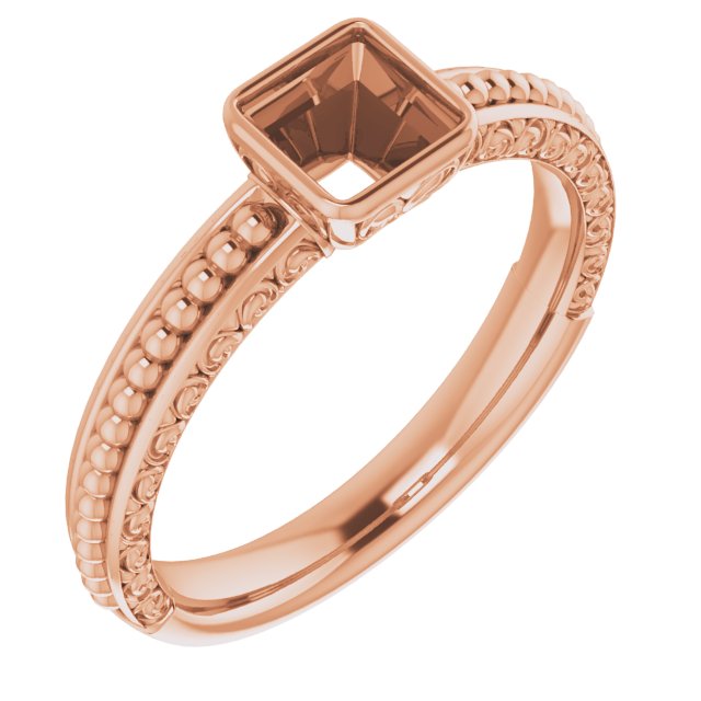 Beaded Bezel-Set Solitaire Ring