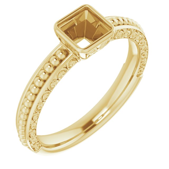 Beaded Bezel-Set Solitaire Ring