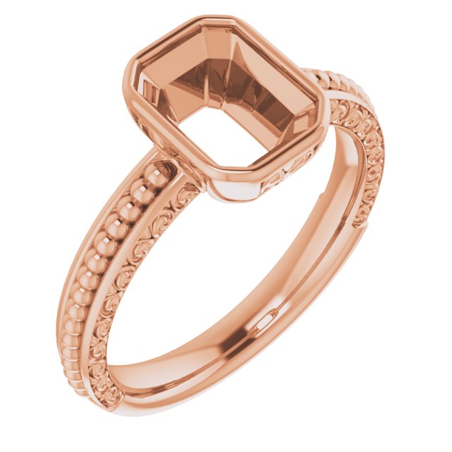 Beaded Bezel-Set Solitaire Ring