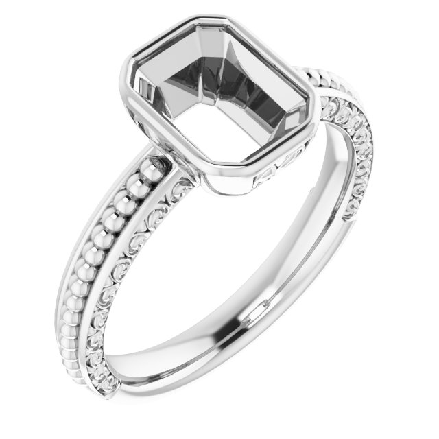 Beaded Bezel-Set Solitaire Ring