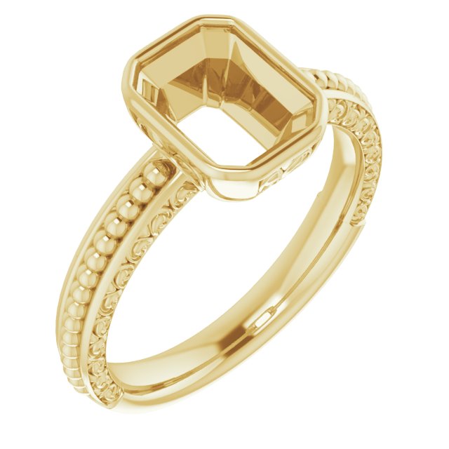 Beaded Bezel-Set Solitaire Ring