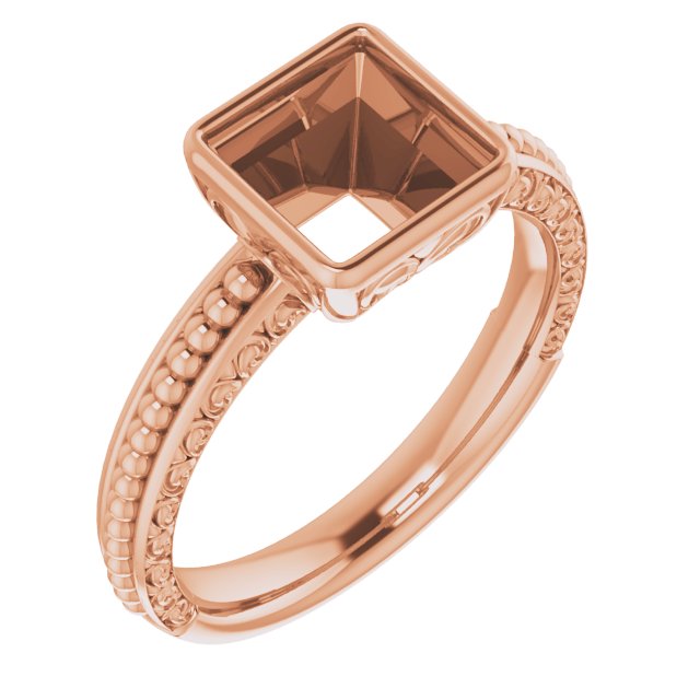 Beaded Bezel-Set Solitaire Ring