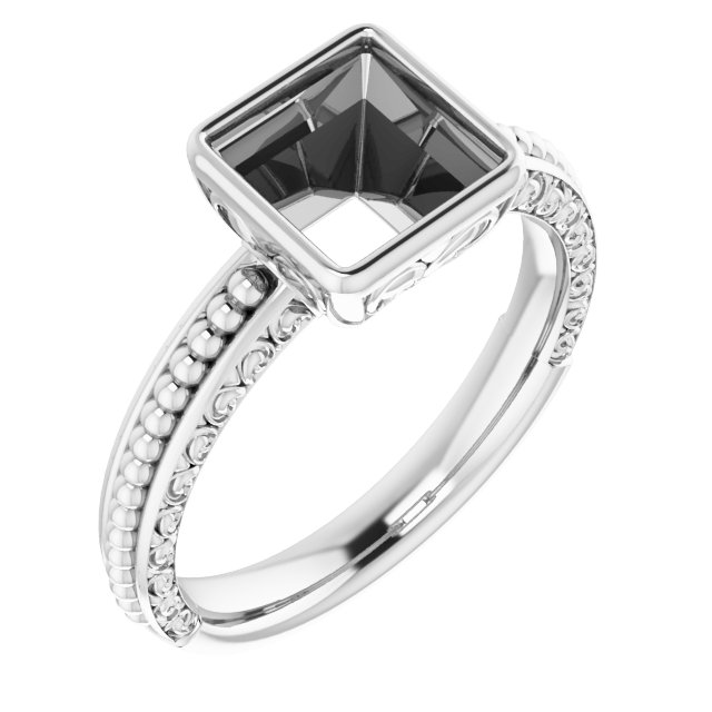 Beaded Bezel-Set Solitaire Ring