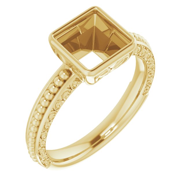 Beaded Bezel-Set Solitaire Ring