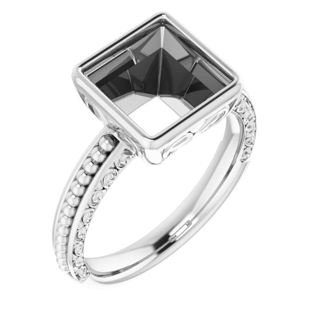 Beaded Bezel-Set Solitaire Ring