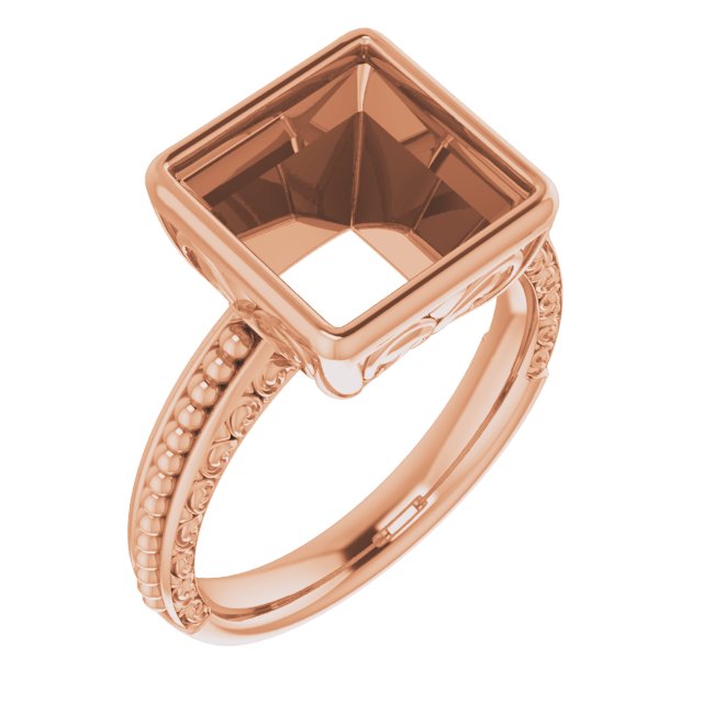 Beaded Bezel-Set Solitaire Ring