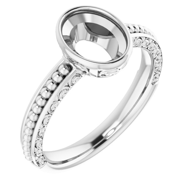 Beaded Bezel-Set Solitaire Ring