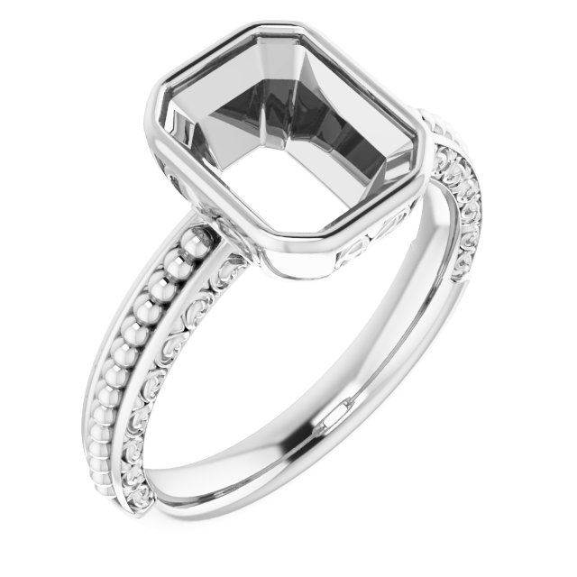 Beaded Bezel-Set Solitaire Ring