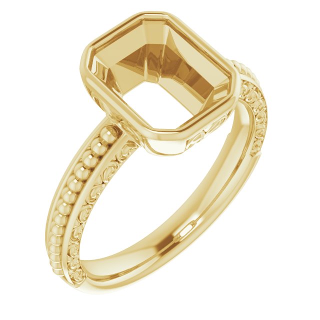 Beaded Bezel-Set Solitaire Ring