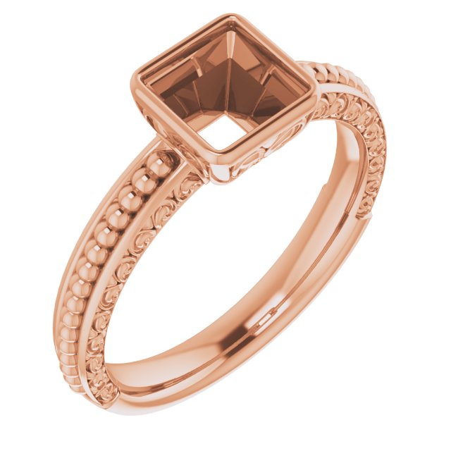 Beaded Bezel-Set Solitaire Ring
