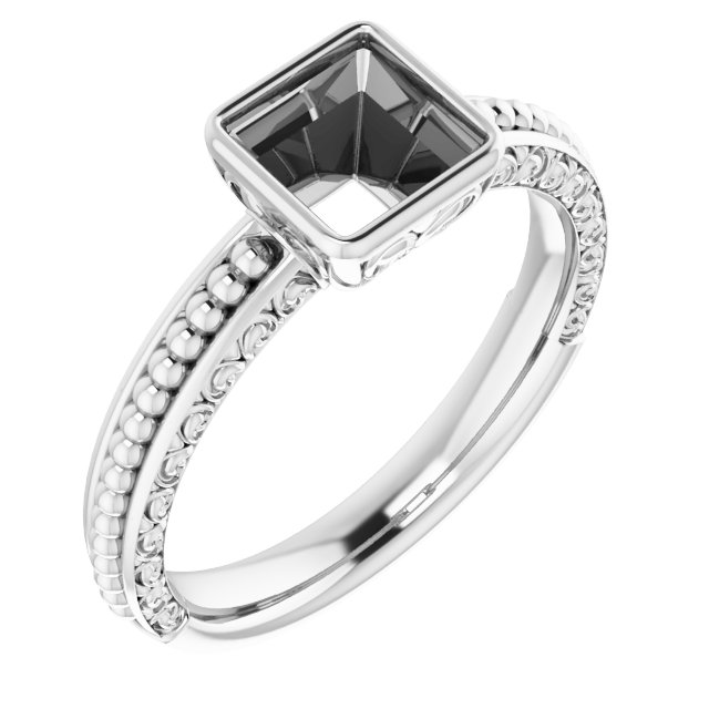 Beaded Bezel-Set Solitaire Ring