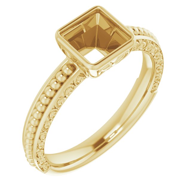 Beaded Bezel-Set Solitaire Ring