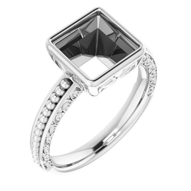 Beaded Bezel-Set Solitaire Ring