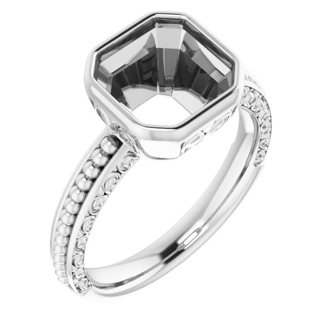 Beaded Bezel-Set Solitaire Ring
