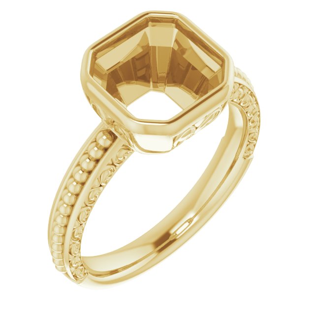 Beaded Bezel-Set Solitaire Ring