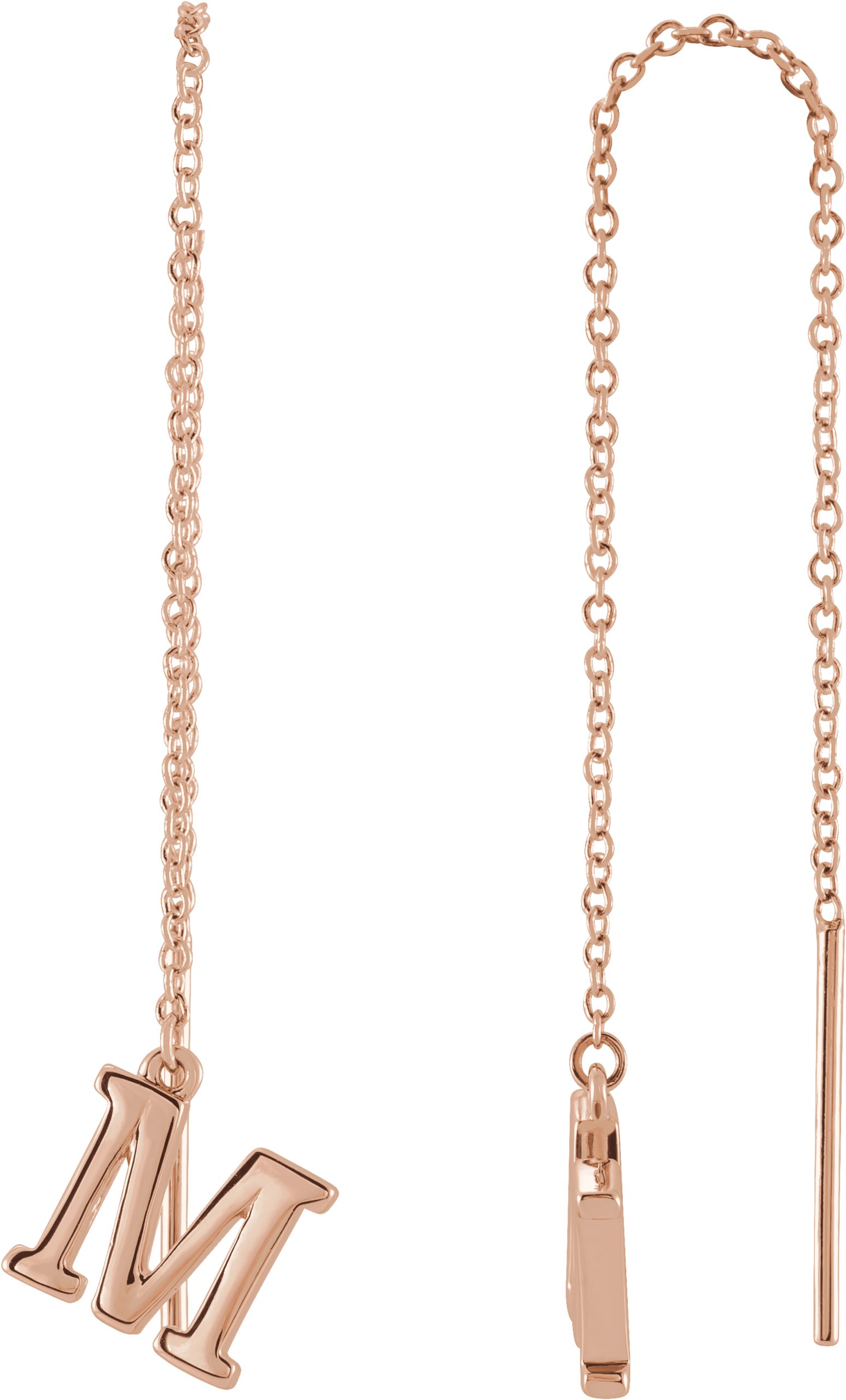 14K Rose Single Initial M Chain Earring Ref. 17158038