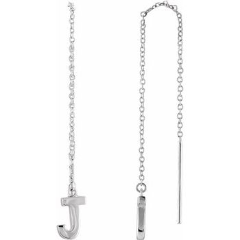 14K White Single Initial J Chain Earring Ref. 17158028