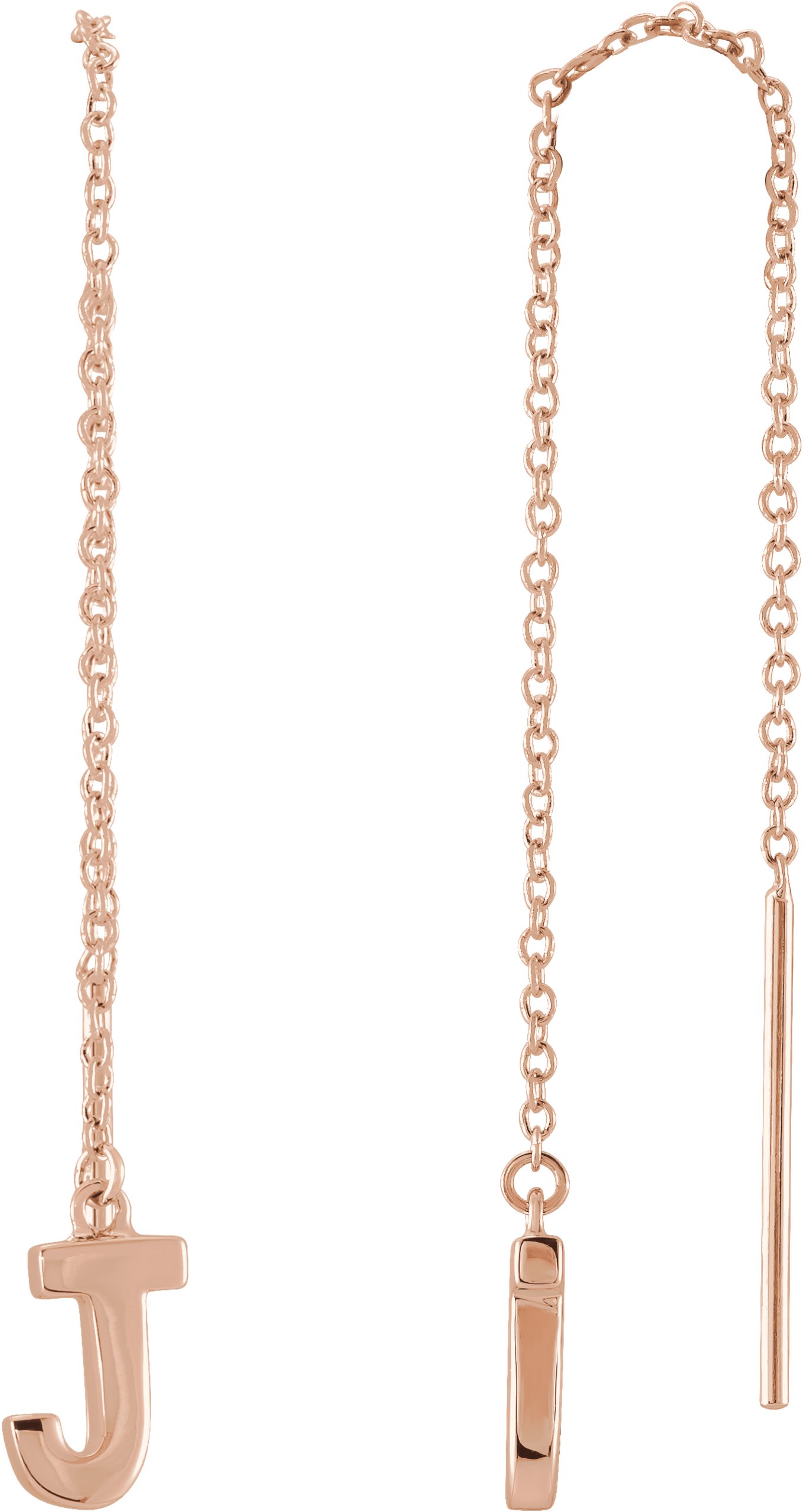 14K Rose Single Initial J Chain Earring Ref. 17158029