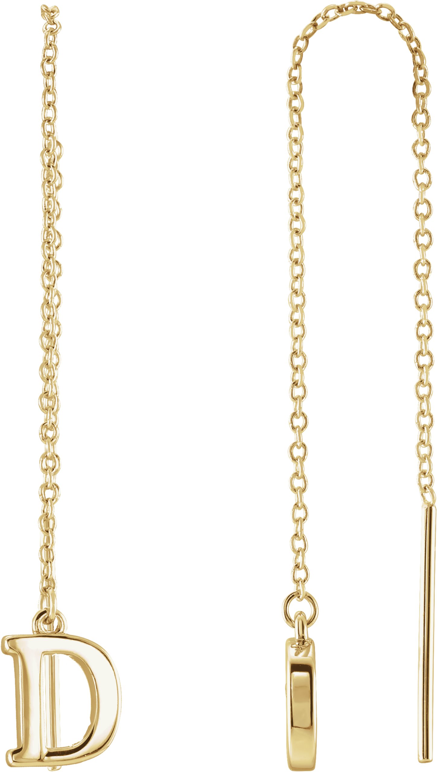 14K Yellow Single Initial D Chain Earring