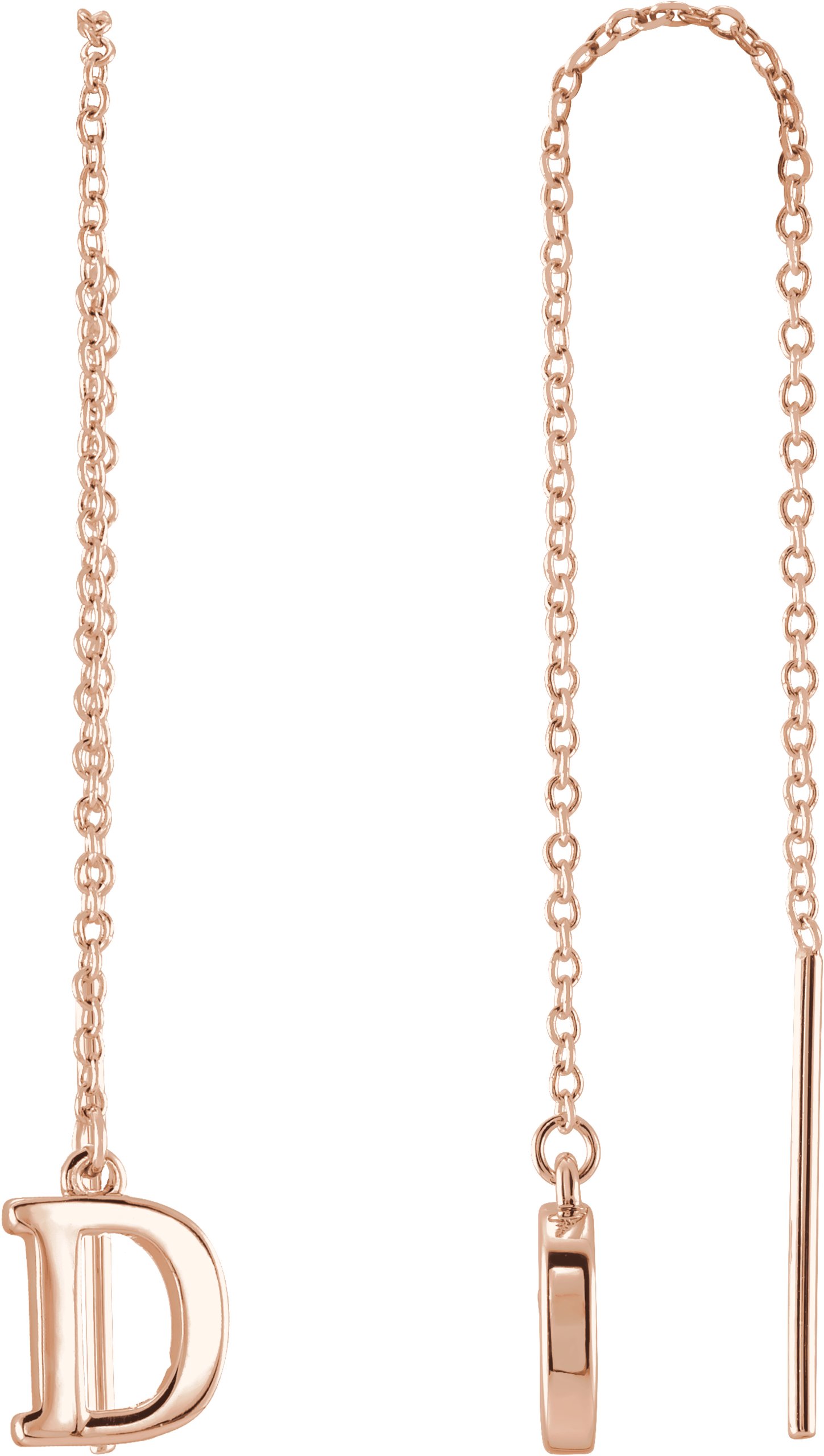 14K Rose Single Initial D Chain Earring Ref. 17158011